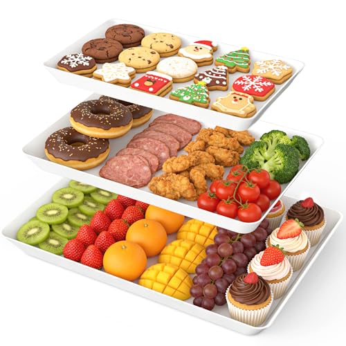 SpaceWhisper White Serving Trays - 3 Pack