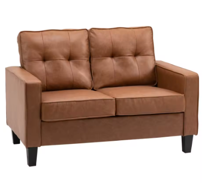 HOMCOM Brown Tufted Loveseat