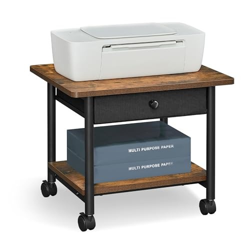 VASAGLE Printer Stand with Locking Wheels