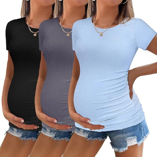 Ekouaer Women's Maternity Shirts 3 Packs