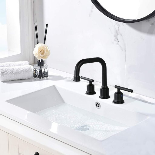 WOWOW Two Handles Widespread 8 inch Bathroom Faucet Black