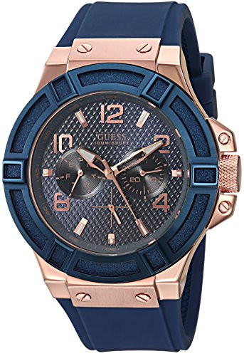 GUESS Men's Rigor Iconic Blue Stain Resistant Silicone Watch