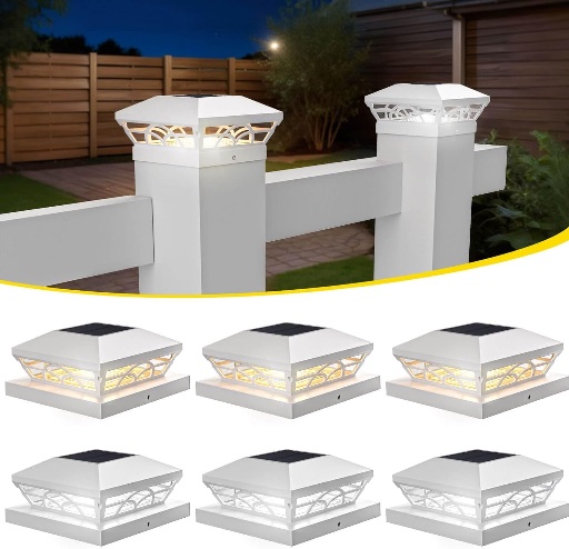 T-SUN Solar Post Cap Lights 6 Pack