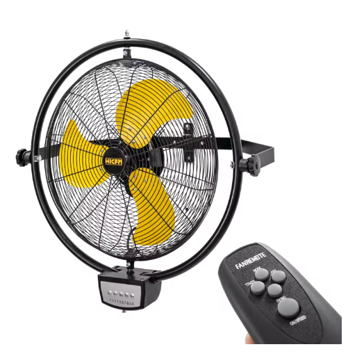 HiCFM 5000 CFM 20 inch Orbital Remote Control Wall Mounted Fan