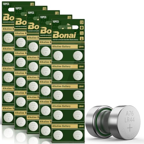 Bonai 50-Pack LR44/AG13/A76357/303/SR44 Alkaline Batteries