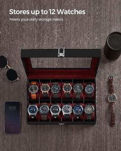 SONGMICS 12 Slot Watch Case