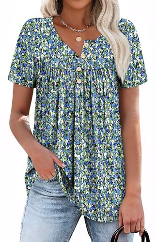 WIHOLL Womens Summer Tops Button Down Shirts