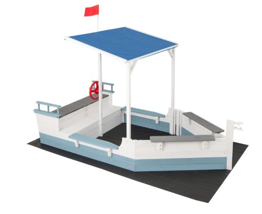 Costway Kids Pirate Ship Sandbox with Canopy