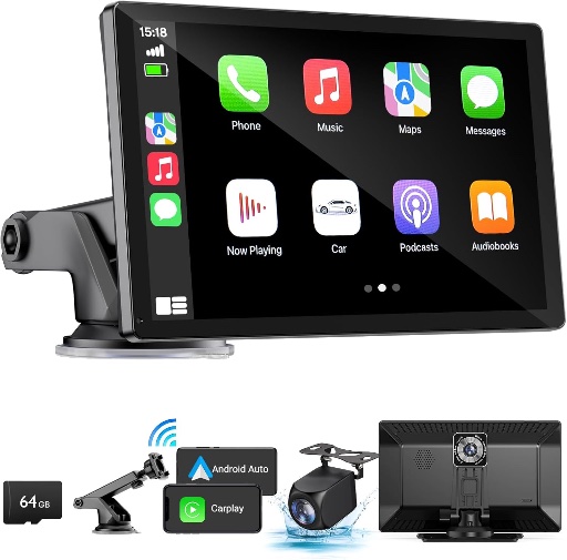 Wireless Apple Carplay Screen with 4K Dash Cam