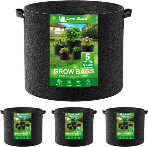 Land Guard 5-Gallon Fabric Grow Bags 4-Pack