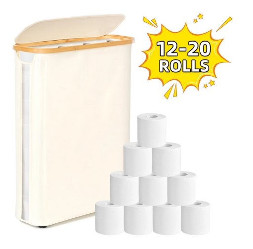 HONEIER Toilet Paper Storage Basket with Lid and Handle