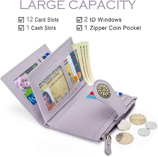 Compact Bi-Fold Wallet W/RFID Blocking