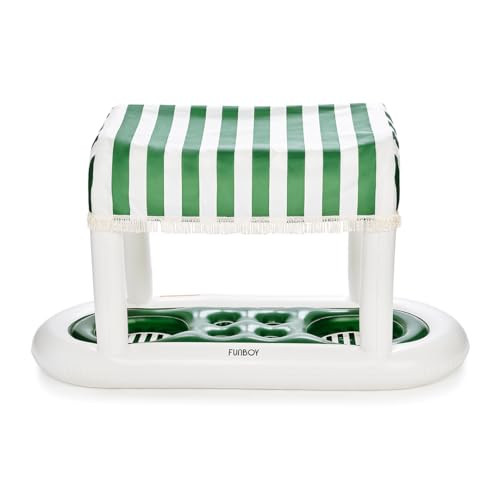 FUNBOY Giant Floating Green Cabana Stripe Drink Station