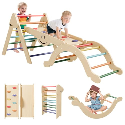 BIERUM Pikler Triangle Set - 8 in 1 Toddler Climbing Toys