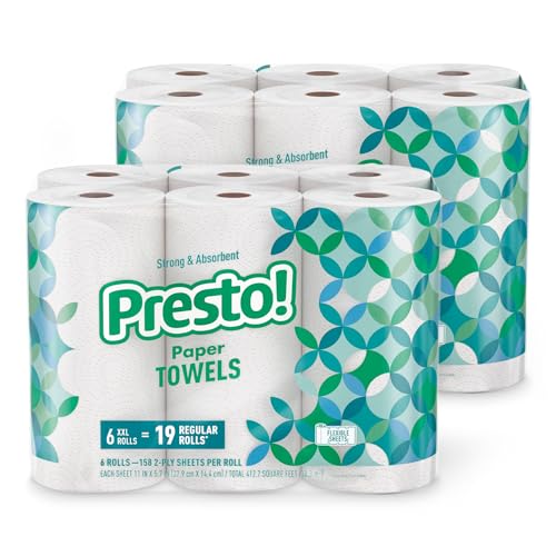 Amazon Brand - Presto! Ultra-Strong Premium Paper Towels 12 Huge Rolls Deal