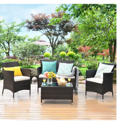 4-Piece Rattan Patio Furniture Set