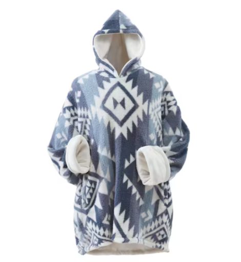 Blue Wearable Throw Blanket Hoodie