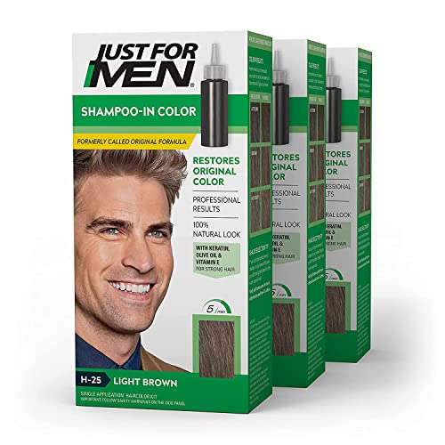 Just for Men Shampoo-In Color (Light Brown H-25) 3-Pack Deal