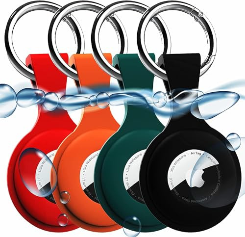 4 Pack AirTag Silicone Holder w/ Keychain
