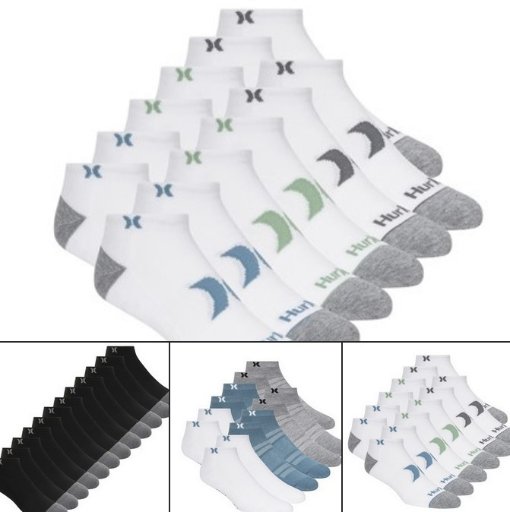 Hurley Men's 12-Pairs Low Cut Socks