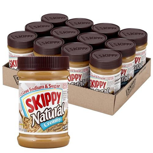 12 Pack of Skippy Natural Peanut Butter, 15 Oz. Jars