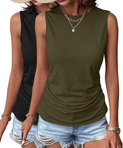 Zeagoo Women's Ruched Tank Top 2-Pack