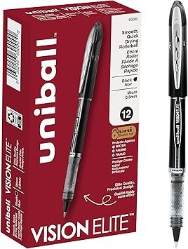 Uni-Ball Vision Elite Micro Point Rollerball Pens 12-Count