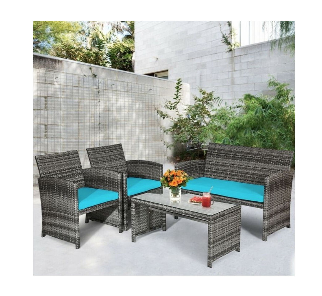 4-Piece Rattan Patio Furniture Set