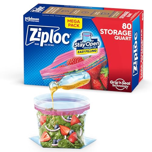 Ziploc Storage Quart Bags -80 ct 