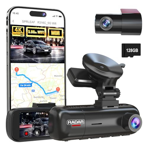 4K Dash Cam Front and Rear with Radar Parking Mode