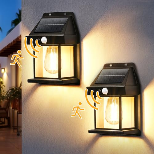 GIGALUMI Outdoor Solar Motion Sensor Wall Lights (2-Pack)