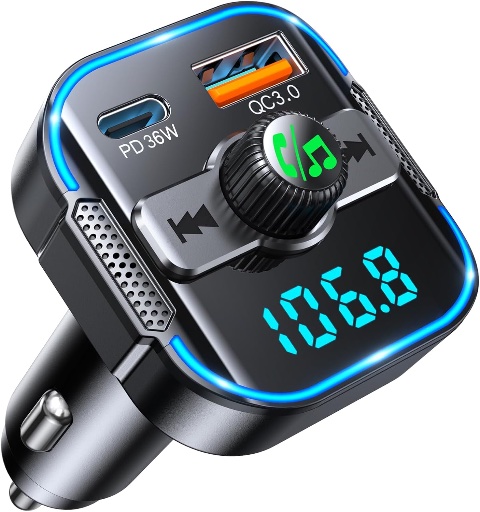 Bluetooth 5.3 Car Adapter with Dual Mics and Fast Car Charger