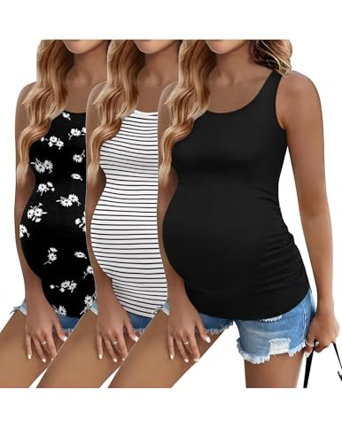 Ekouaer 3 Pack Maternity Tank Tops