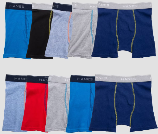Hanes Boys' Tagless Boxer Briefs 10-Pack