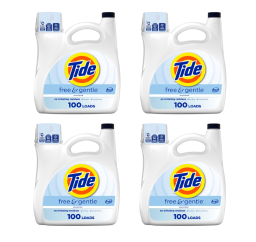 Tide Free & Gentle Liquid Laundry Detergent, 100 Loads, 132 fl oz