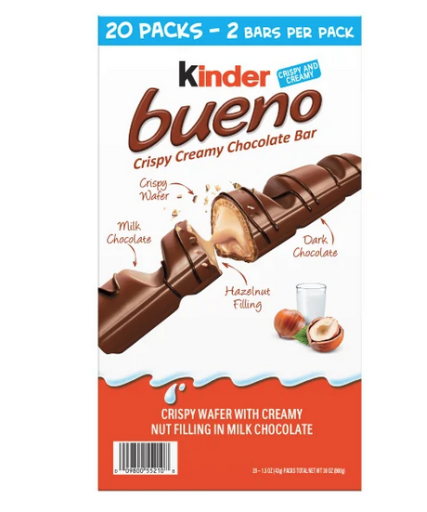 Kinder Bueno Chocolate and Hazelnut Bars 20 Pack