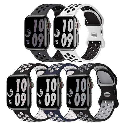 5-Pack Honeystraper Two-Tone Sport Bands Compatible With Apple Watch