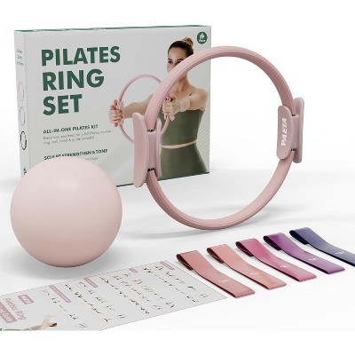 PAETA Pilates Ring Set - 14" Magic Circle (38 lbs Resistance), 9.8" Pilates Ball, 5 Resistance Bands