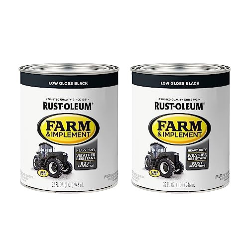 2 Pack of Farm & Implement Enamel Paint, Low Gloss Black Rustoleum Paint, Quart Size