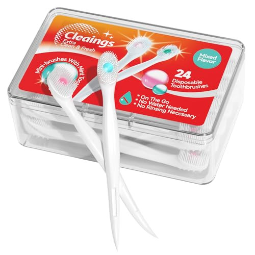 Mini Disposable Toothbrushes with Toothpaste and Pick, 24 Count