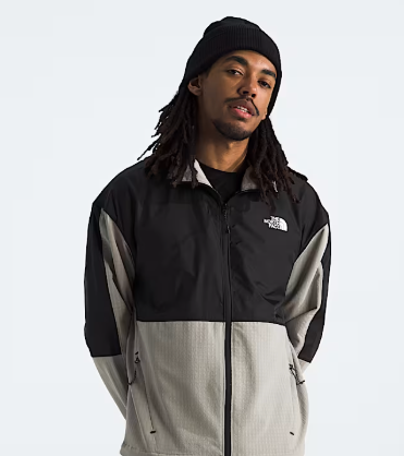 The North Face Men's Tekware Grid Hybrid Full-Zip Hooded Jacket (Clay Grey/TNF Black)