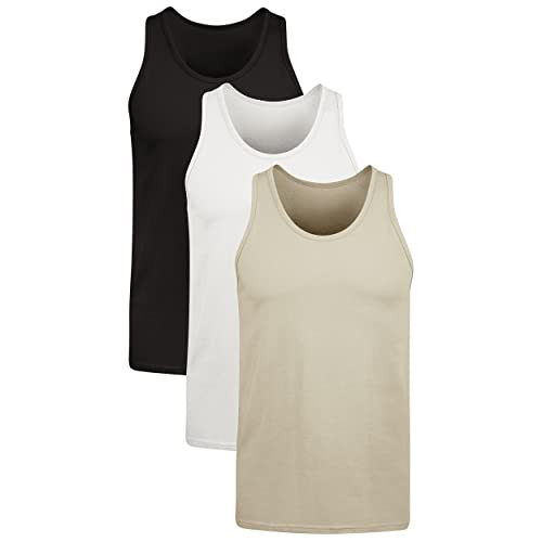 3-pk Hanes Men's Originals Tagless Moisture-Wicking Tank Tops (White/Tan/Black)