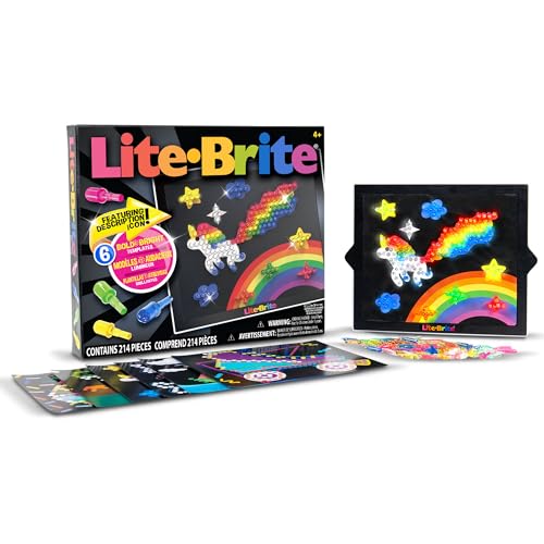 Lite Brite Classic Retro Light Peg Art Game w/ 206 Pegs & 6 Templates