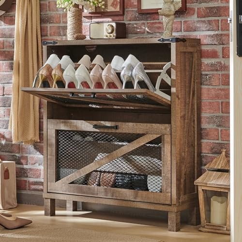 Shoe Cabinet with 2 Flip Drawers