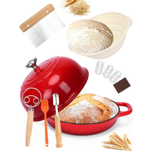 QuliMetal 5QT Red Enamel Cast Iron Dutch Oven