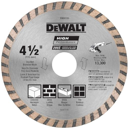 DeWALT High Performance Dry Cutting Diamond Masonry Saw Blade