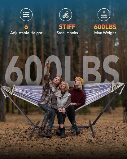 Portable Double Hammock with Steel Stand