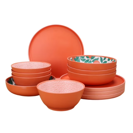 Mainstays Bamboo Melamine 12-Piece Dinnerware Set