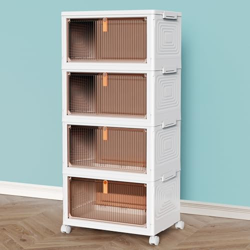 4-Tier 23-Qt Plastic Stackable Storage Bins Organizer