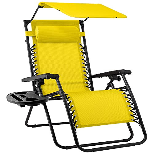 Best Choice Products Folding Zero Gravity Outdoor Recliner Patio Lounge Chair w/Adjustable Canopy